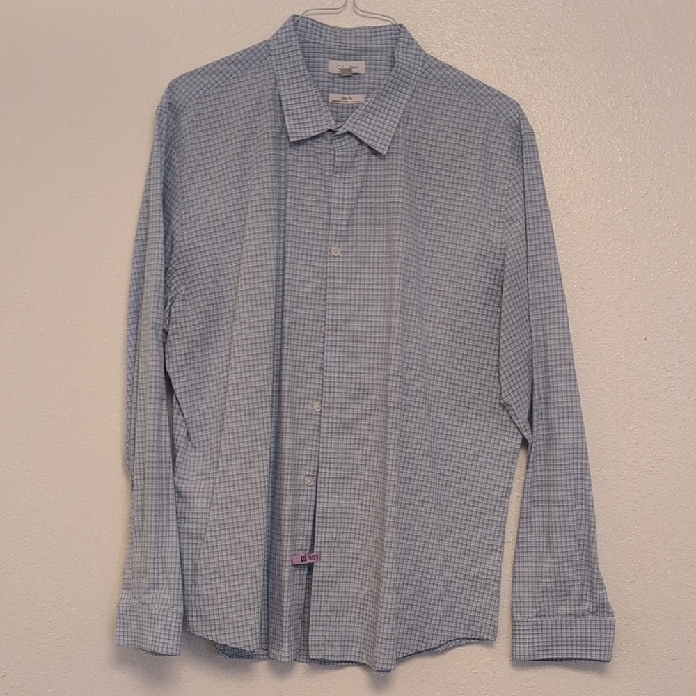 Calvin Klein Blue Dress Shirt Long Sleeve